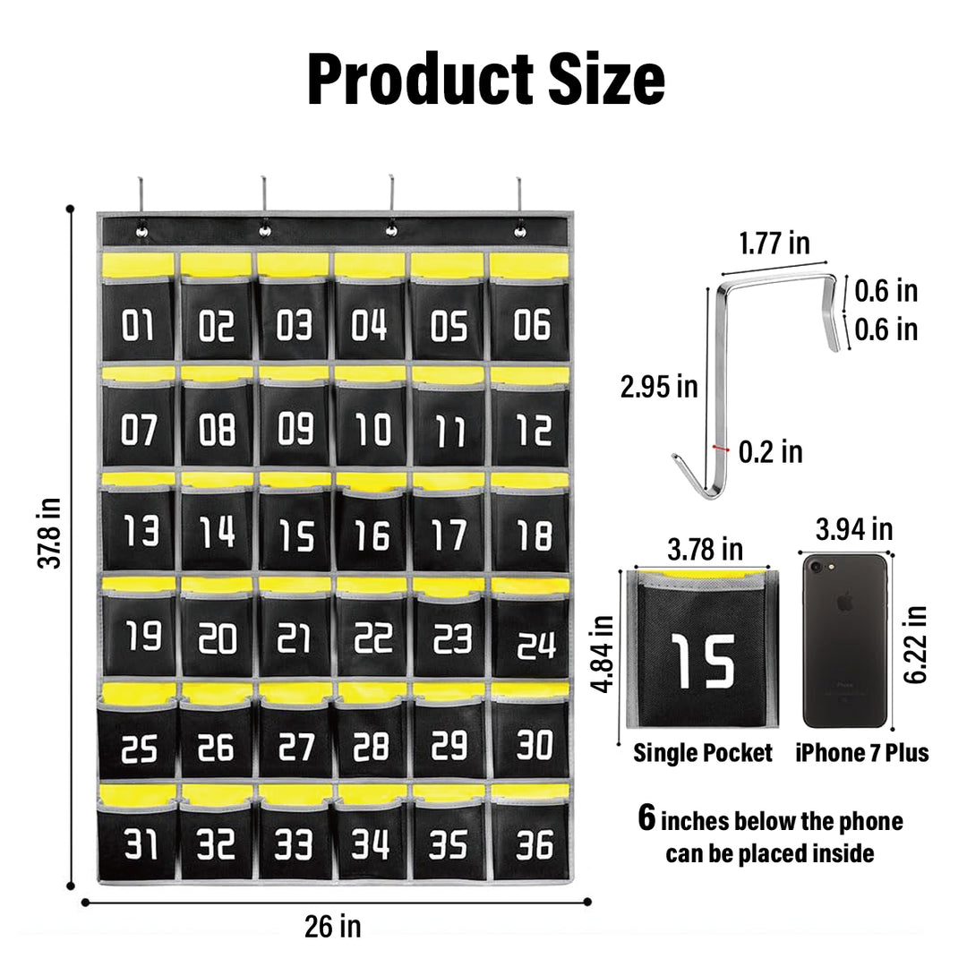 Class Pocket Chart - 36 Pockets - Black - Image 02