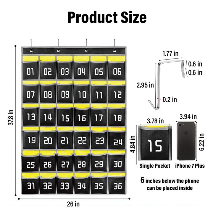 Class Pocket Chart - 36 Pockets - Black - Image 02