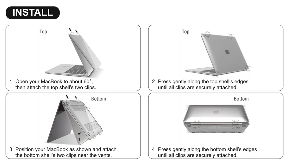 iBenzer Slim Shell MacBook case installation guide